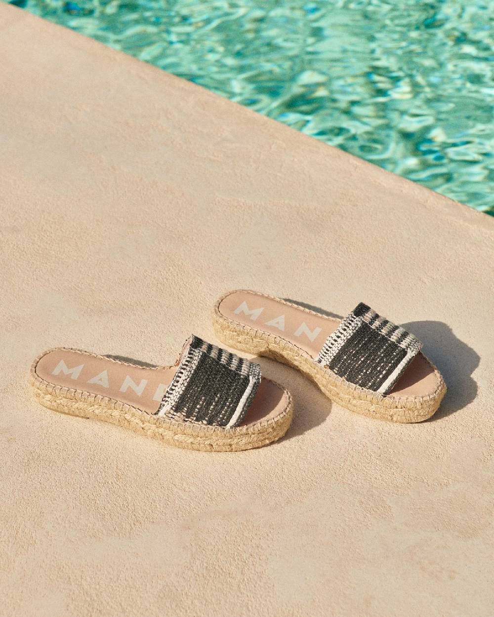 Manebí Silk And Cotton Patchwork|Double Sole Slides - Yucatán White Natural And Black Moda
