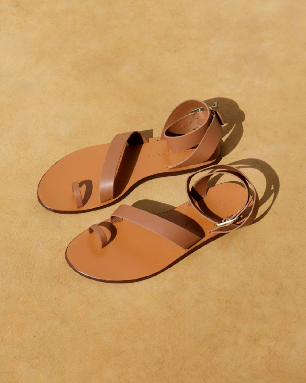 Manebí Sandali Chloe Stile Gladiatore in Pelle - Tan Comprare a buon mercato