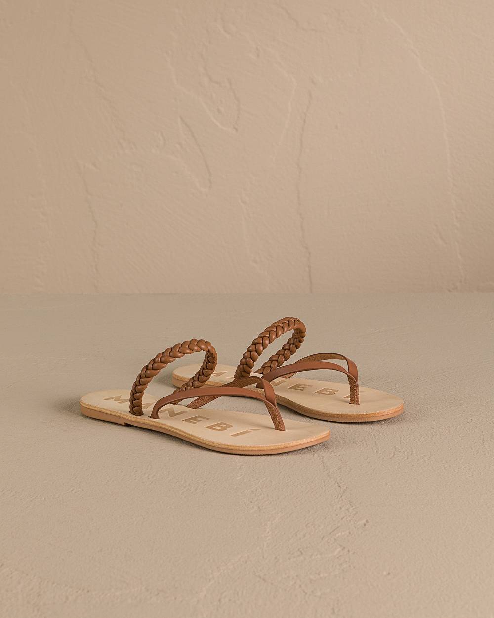 Manebí Leather Braid Thong Sandals - Canyon Tan Offerta Pasqua