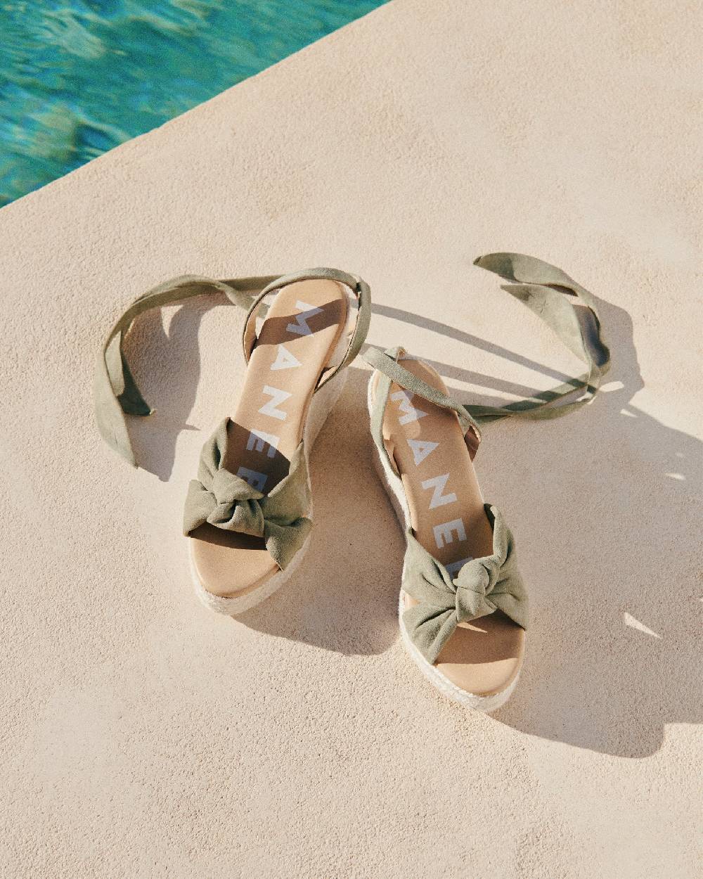 Manebí Soft Suede Wedge Espadrilles|With Knot - Sage Offerte esclusive