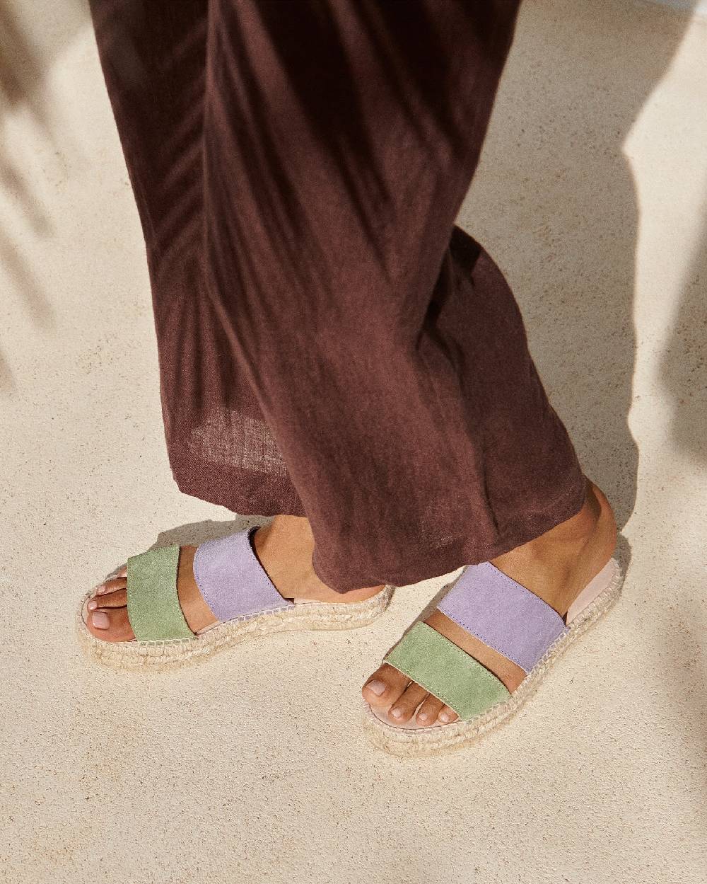Manebí Suede Two Bands|Double Sole Sandals - Wisteria Lilac And Sage Bestseller