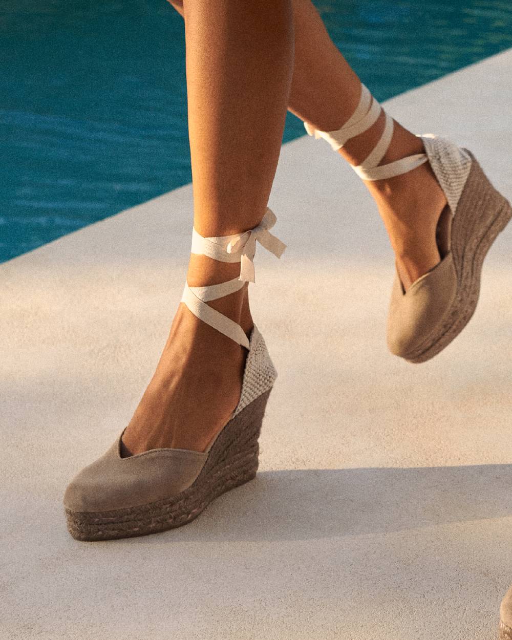 Manebí Soft Suede Heart-Shaped|Wedge Espadrilles - Hamptons Vintage Taupe On Tone Offerte speciali