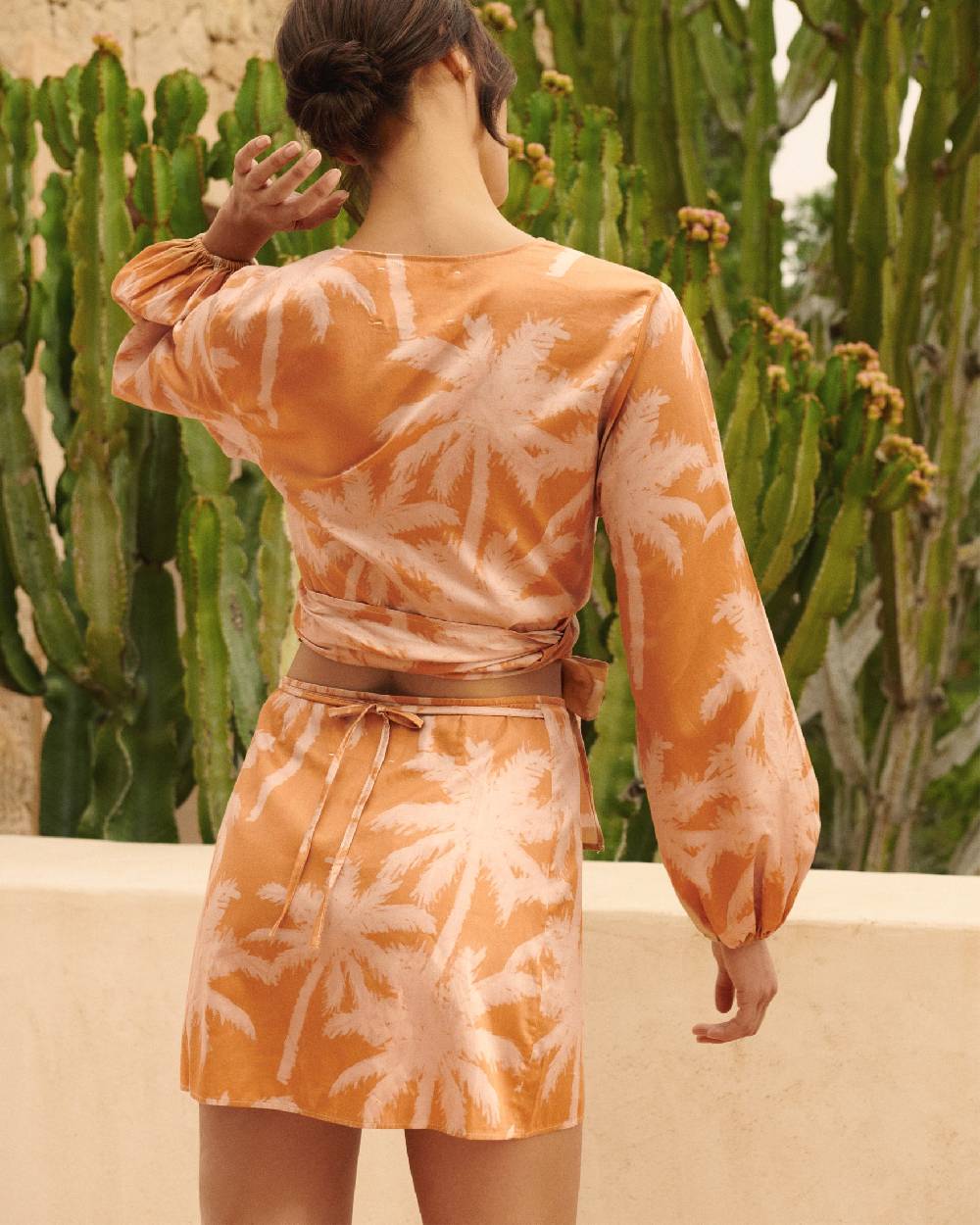 Manebí Printed Cotton Icara Top - Sunbaked \u0026 Cream Pink Maxi Palm Prezzo basso