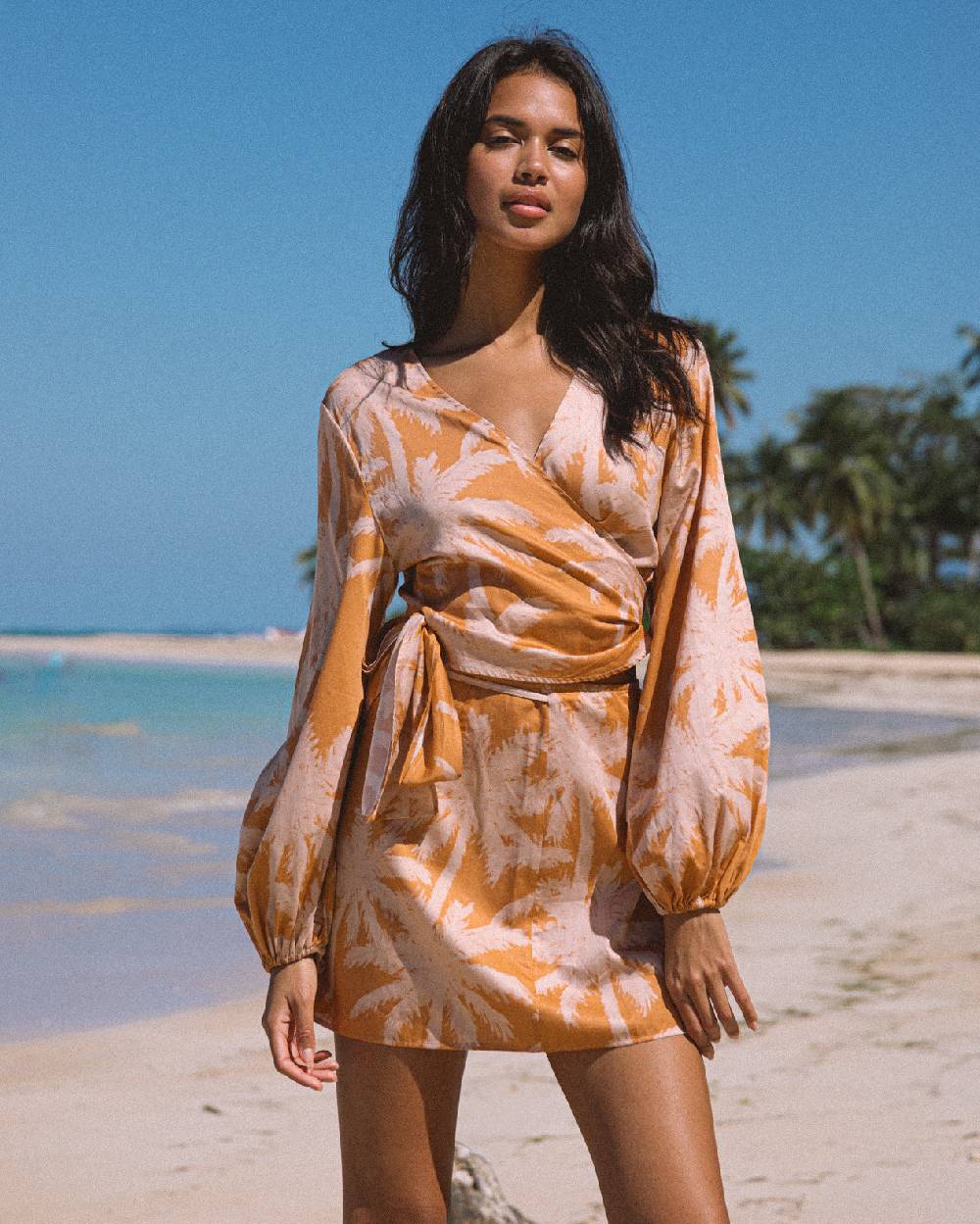 Manebí Printed Cotton Icara Top - Sunbaked \u0026 Cream Pink Maxi Palm Prezzo basso