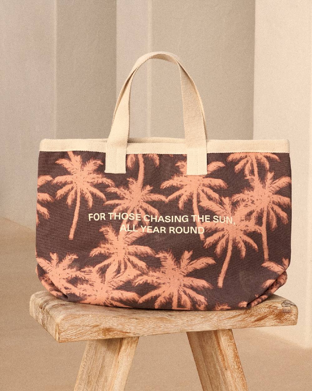 Manebí Canvas California Tote Bag - Cocoa \u0026 Orange Rust Maxi Palm Duty-free