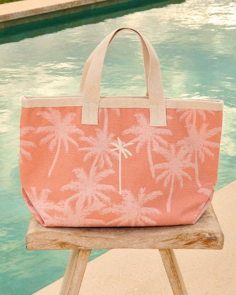 Manebí Canvas California Tote Bag - Sunbaked \u0026 Cream Pink Maxi Palm 50% di sconto per tempo limitato