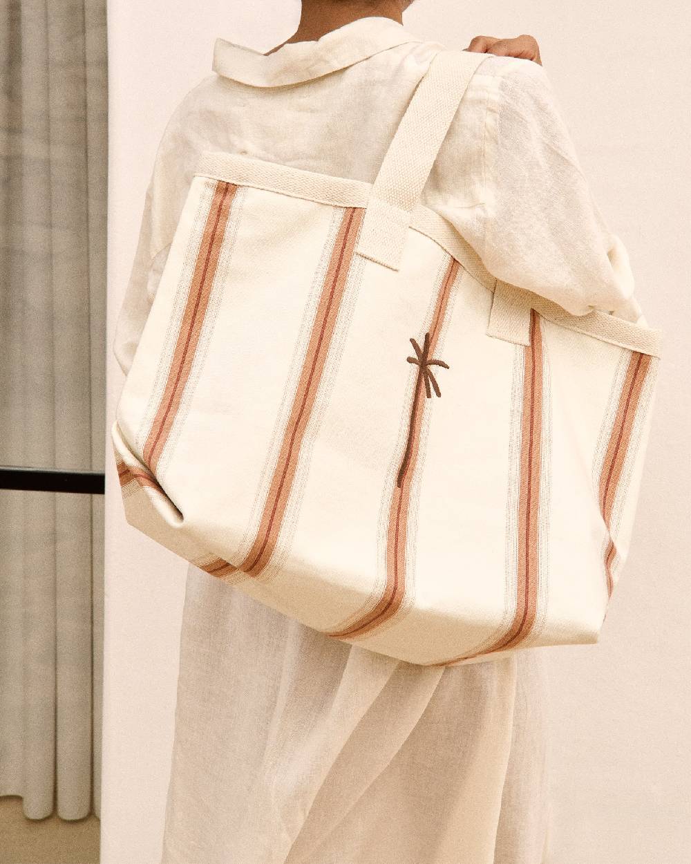 Manebí Canvas California Tote Bag - Cocoa Beige Multistripes Sconti questo mese