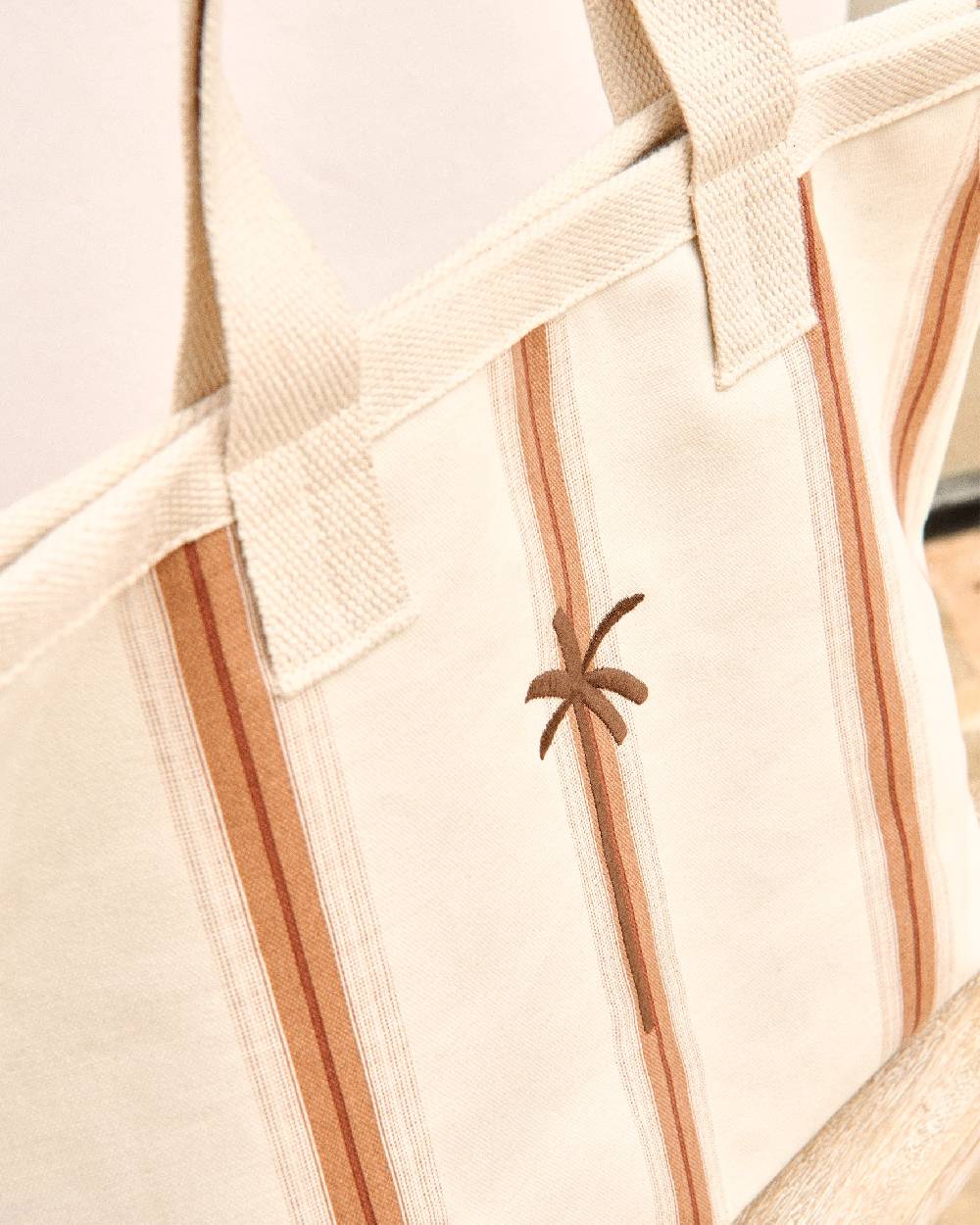 Manebí Canvas California Tote Bag - Cocoa Beige Multistripes Sconti questo mese