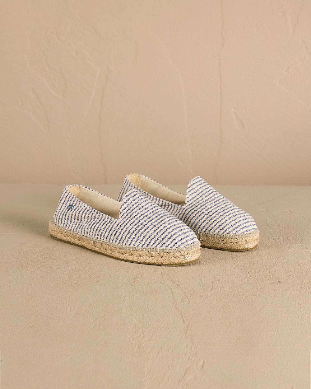 Manebí Recycled Cotton Canvas Espadrilles - Navy Blue Micro Stripes On Beige Italia