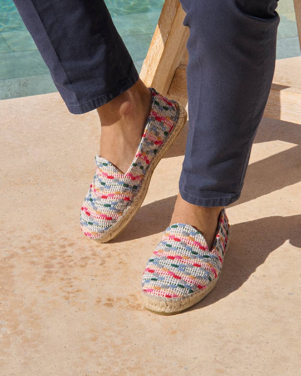 Manebí Cotton Jaquard Espadrilles - Multicolor Stripes Vendita
