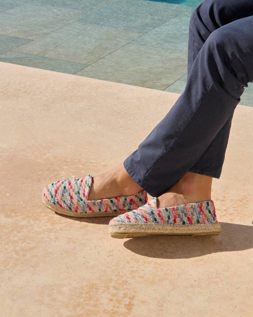 Manebí Cotton Jaquard Espadrilles - Multicolor Stripes Vendita