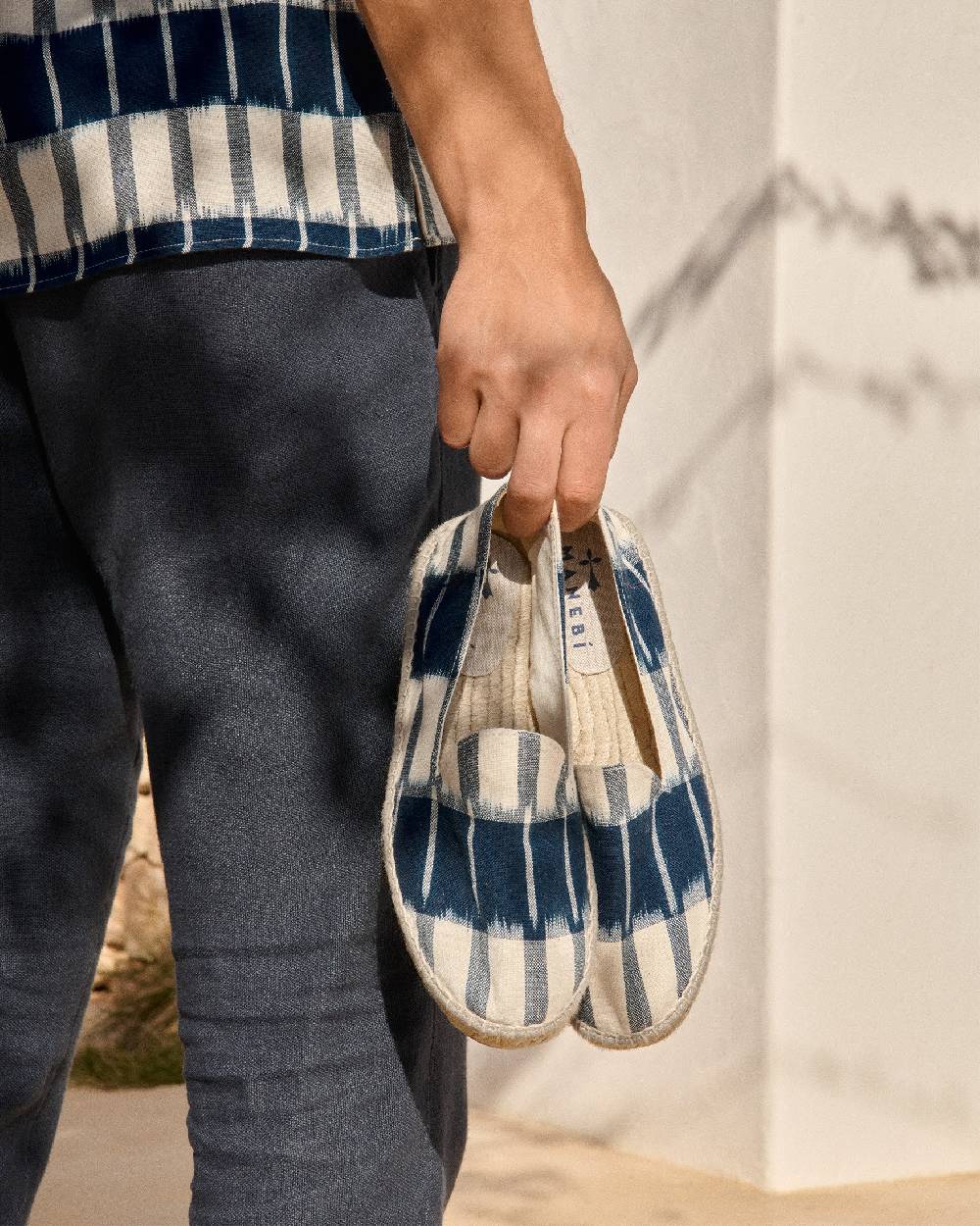 Manebí Dyed Cotton Espadrilles - Navy Blue And Indigo Pattern Promozione