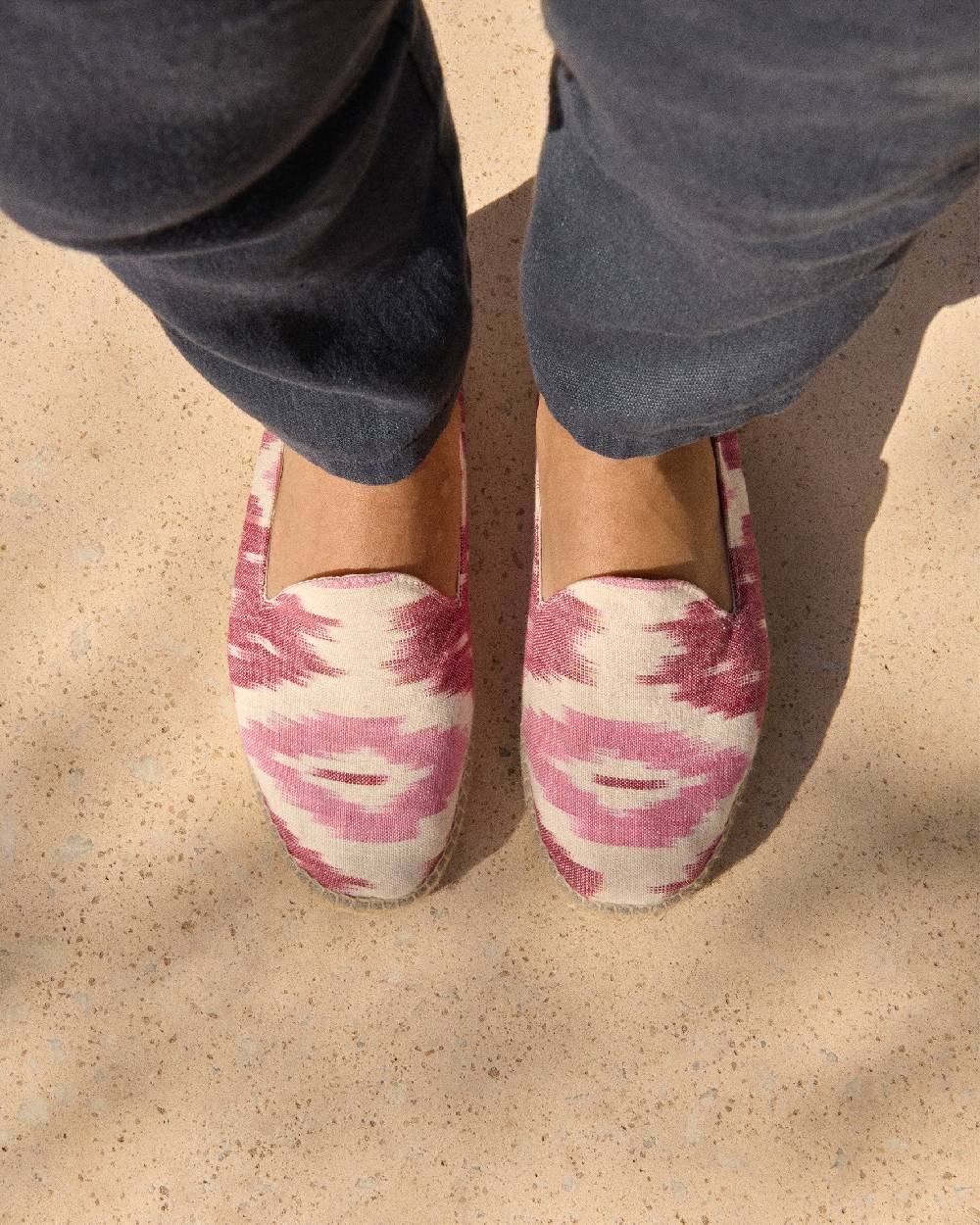 Manebí Dyed Cotton Espadrilles - Pink And White Ikat Spedizione Gratuita