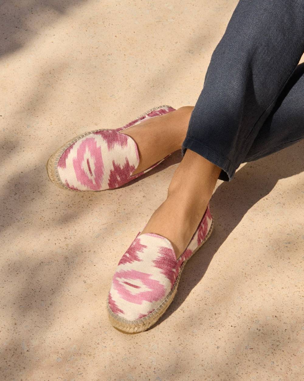 Manebí Dyed Cotton Espadrilles - Pink And White Ikat Spedizione Gratuita