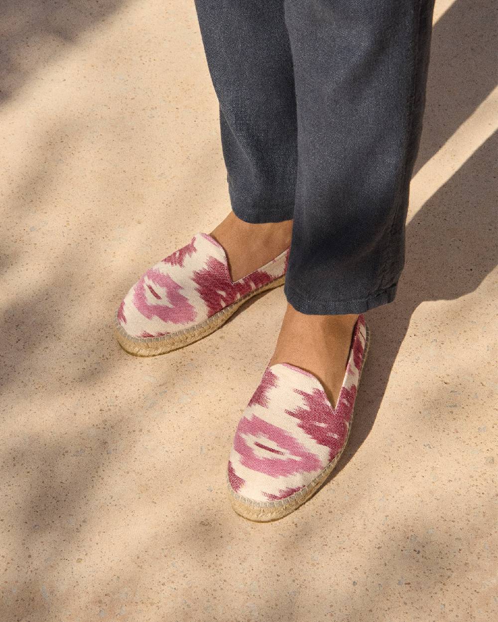 Manebí Dyed Cotton Espadrilles - Pink And White Ikat Spedizione Gratuita
