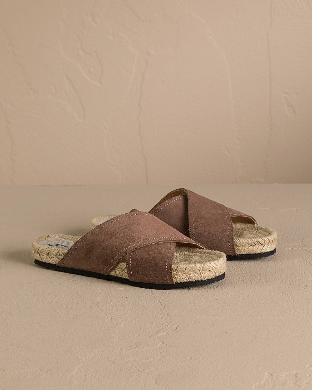 Manebí Suede Crossed Bands Sandals - Moka Negozi Online