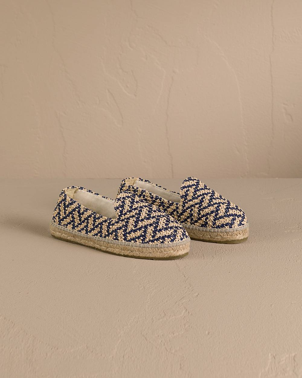 Manebí Raffia Zig Zag Espadrilles - Navy Blue And Natural Fino Al -60%