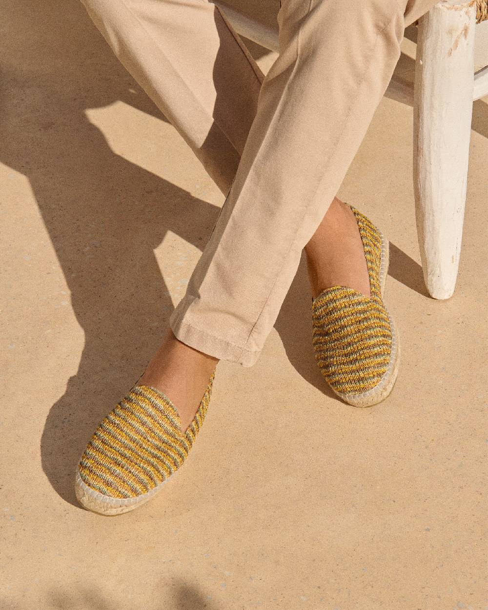 Manebí Woven Raffia Stripes|Espadrilles - Sage \u0026 Cocoa On Beige Shopping Online