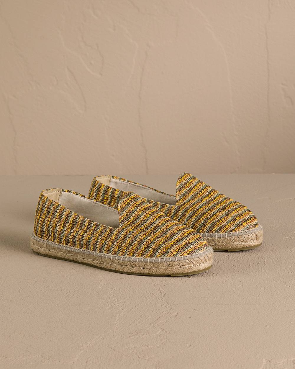 Manebí Woven Raffia Stripes|Espadrilles - Sage \u0026 Cocoa On Beige Shopping Online