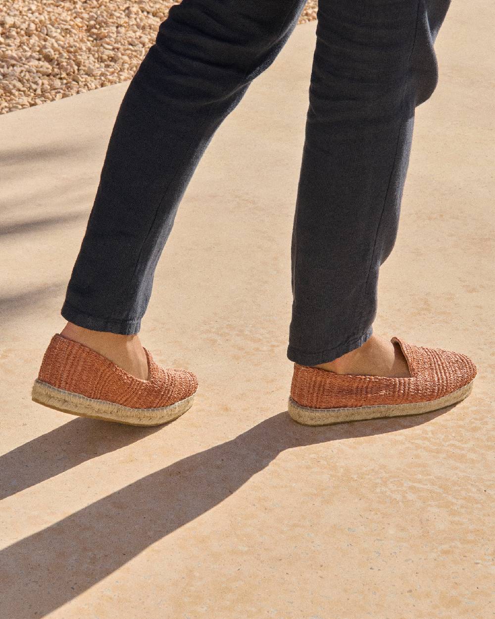 Manebí Raffia Stripes Espadrilles - Yucatán Orange Rust Affare Del Giorno