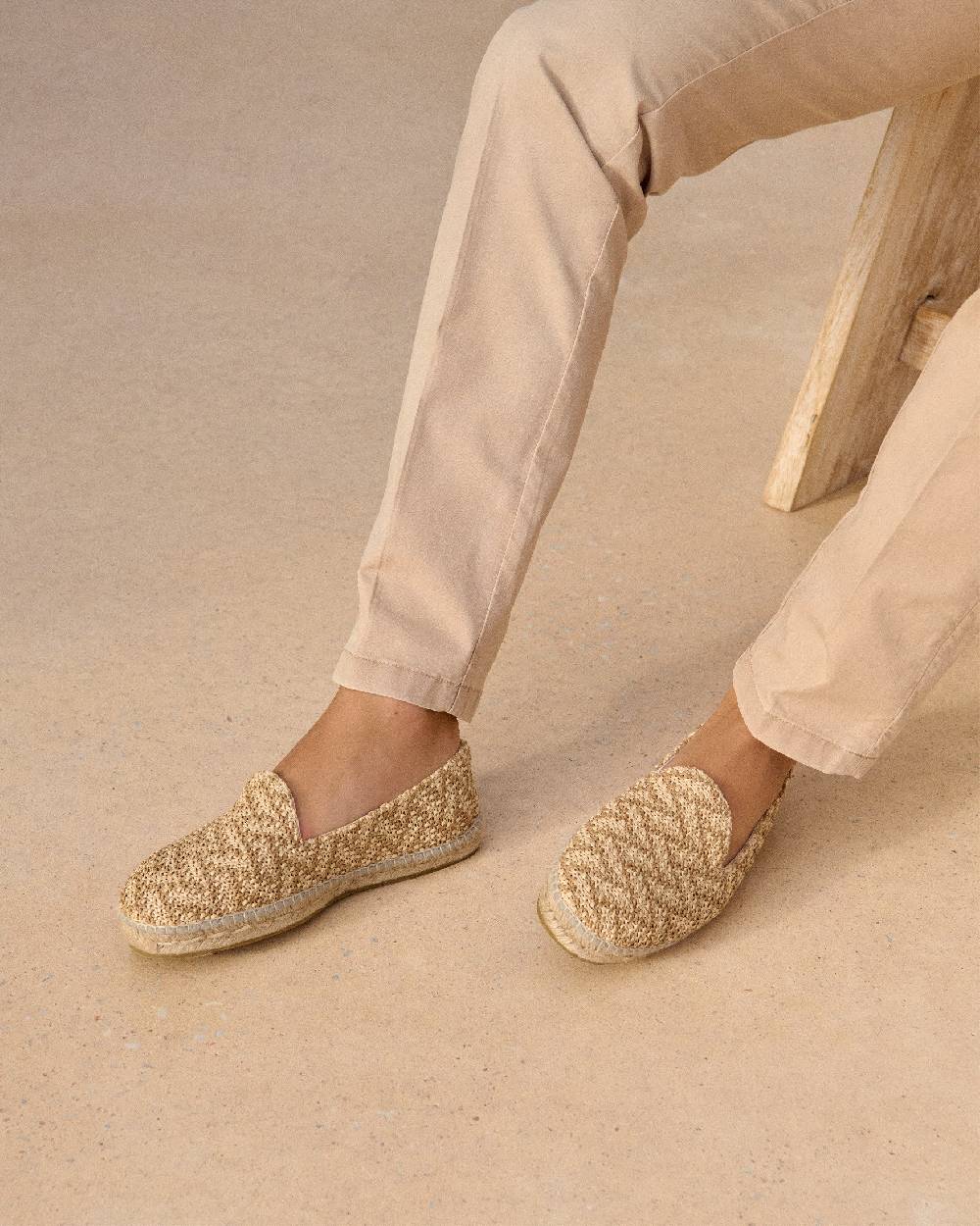 Manebí Raffia Zig Zag Espadrilles - Cream \u0026 Natural Prezzo Ridotto
