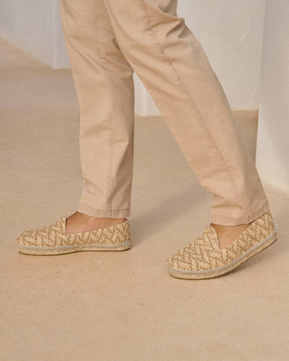 Manebí Raffia Zig Zag Espadrilles - Cream \u0026 Natural Prezzo Ridotto
