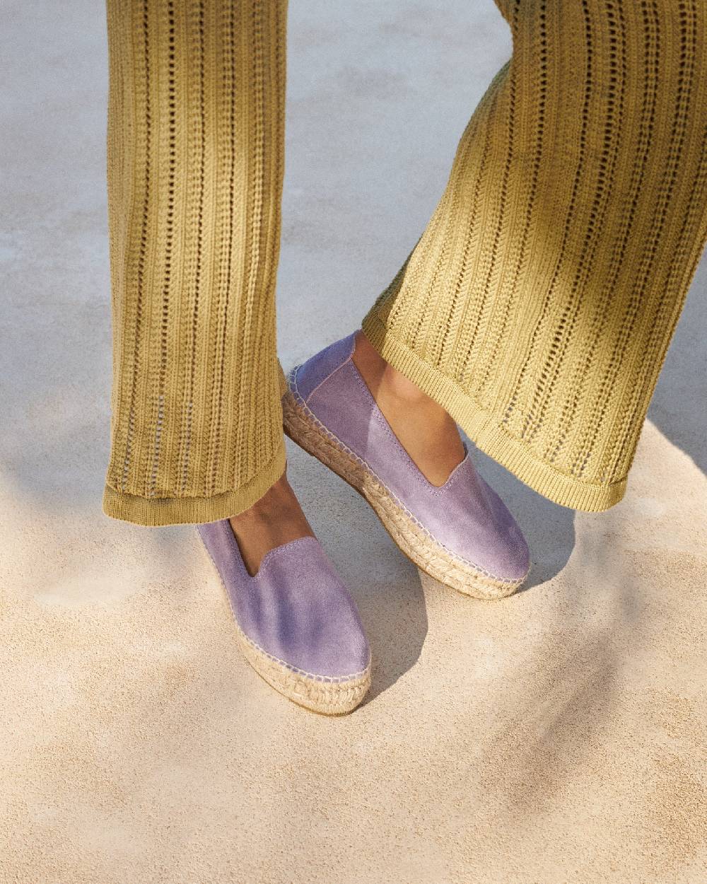 Manebí Suede Double Sole Espadrilles - Hamptons Wisteria Lilac In Vendita