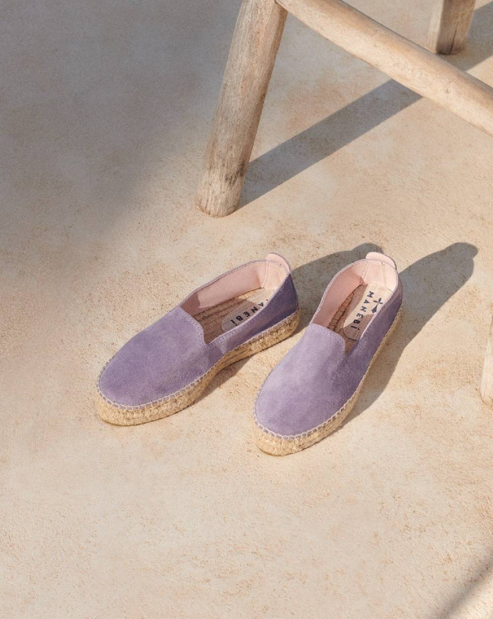Manebí Suede Double Sole Espadrilles - Hamptons Wisteria Lilac In Vendita