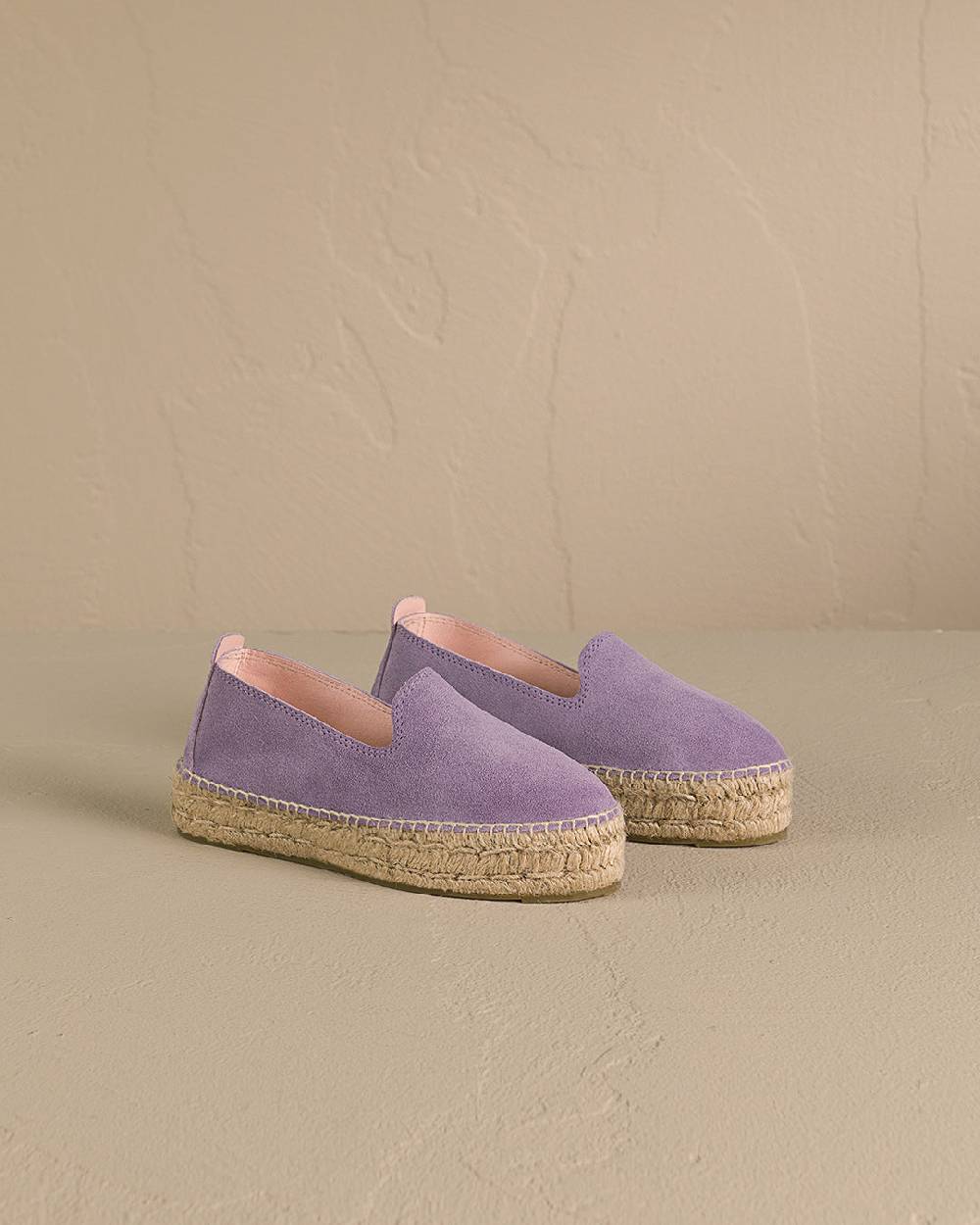 Manebí Suede Double Sole Espadrilles - Hamptons Wisteria Lilac In Vendita