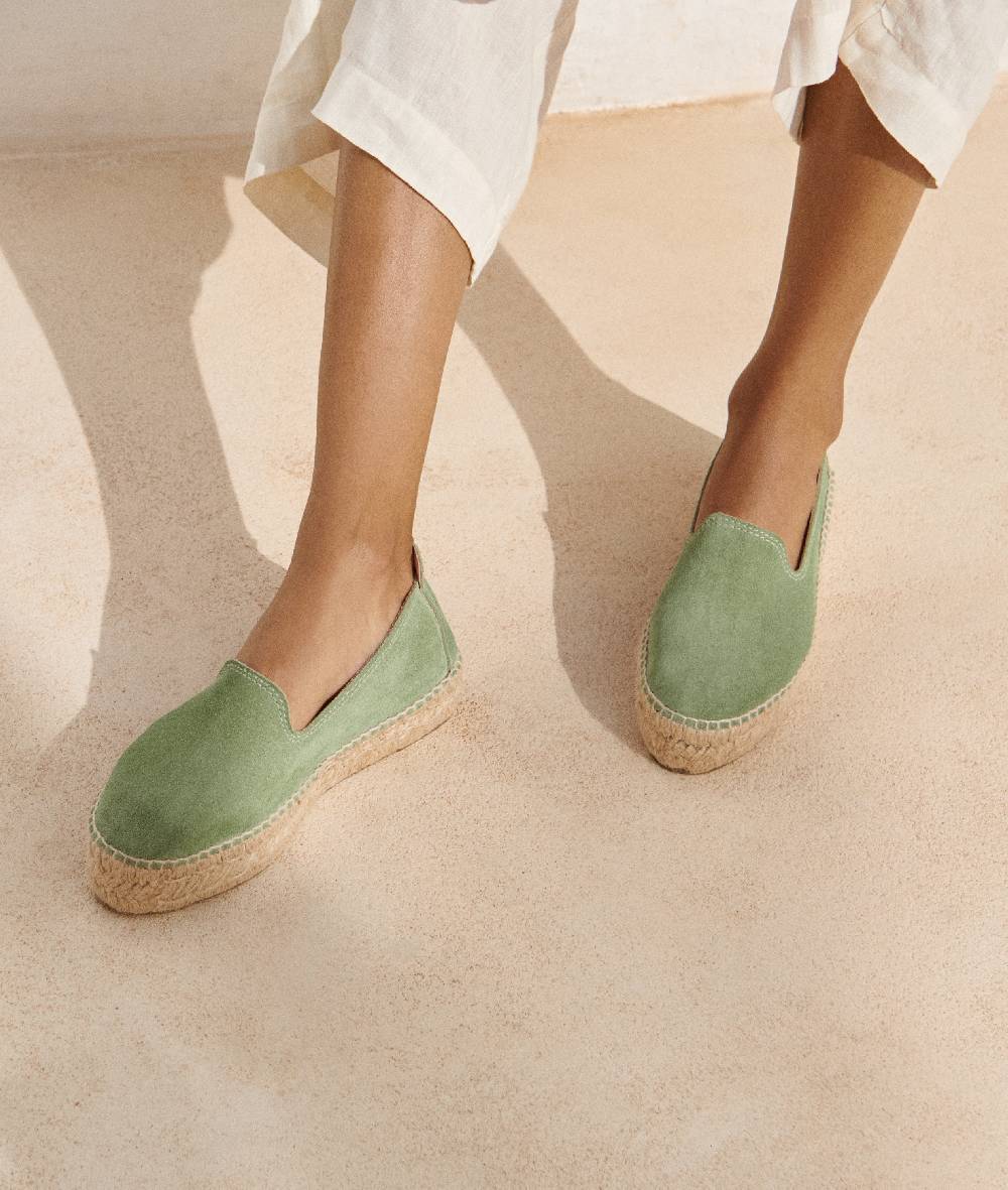 Manebí Suede Double Sole Espadrilles - Hamptons Sage Saldi