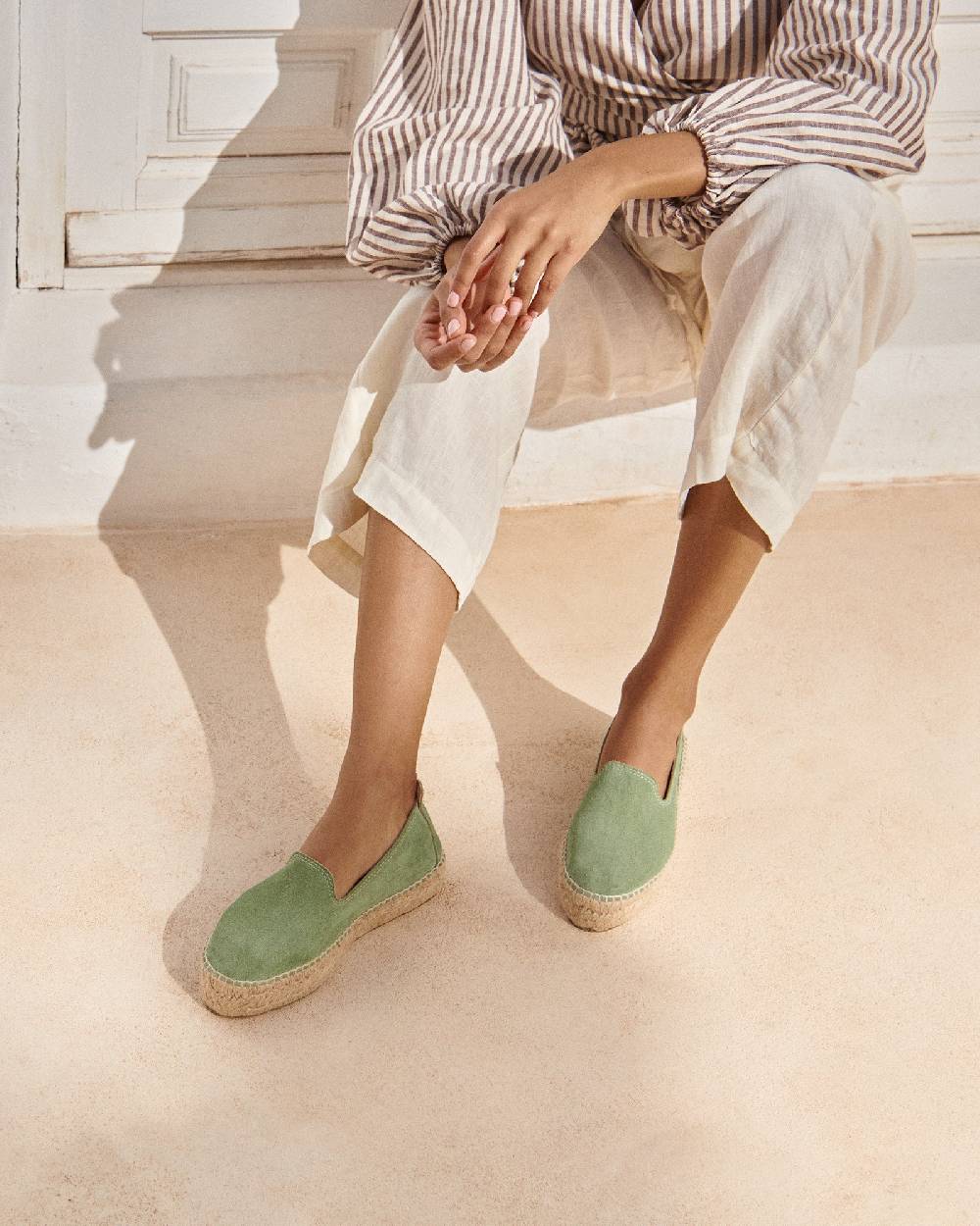 Manebí Suede Double Sole Espadrilles - Hamptons Sage Saldi