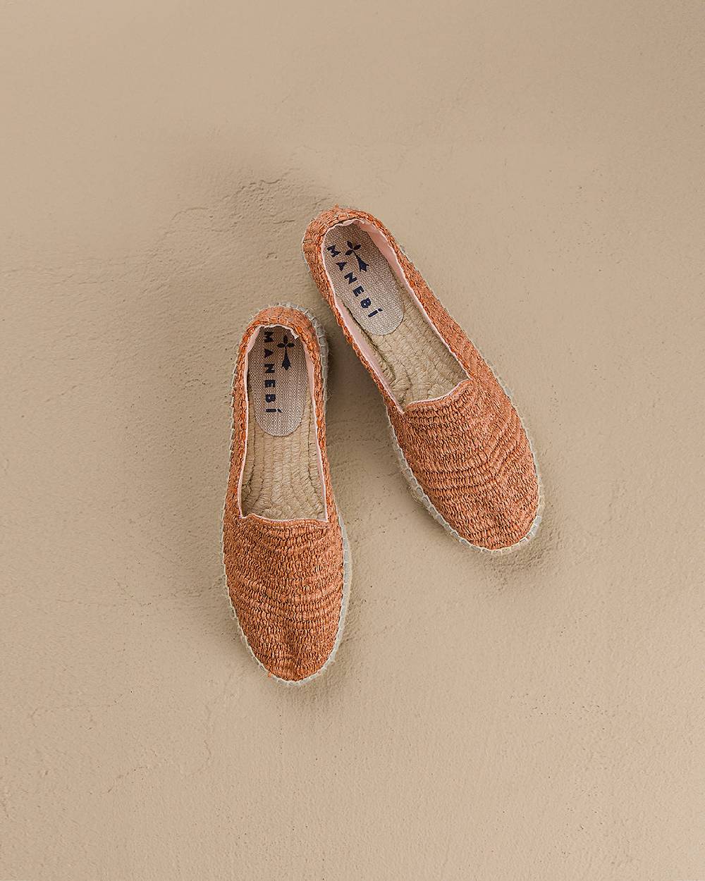 Manebí Raffia Stripes Double Sole Espadrilles - Yucatán Orange Rust Offerte