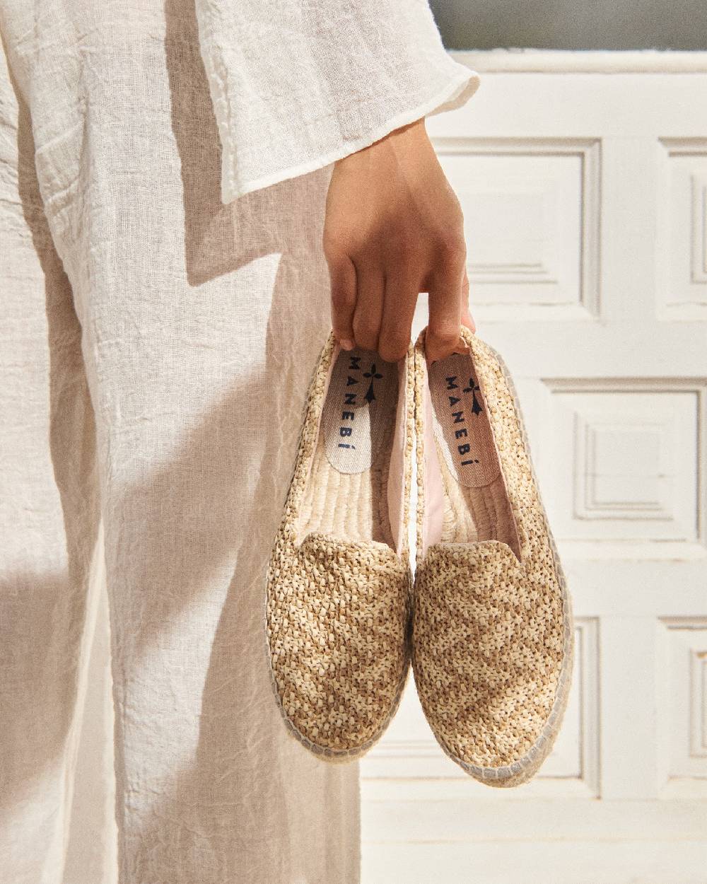 Manebí Raffia Zig-Zag Double Sole|Espadrilles - Cream \u0026 Natural Hotsell
