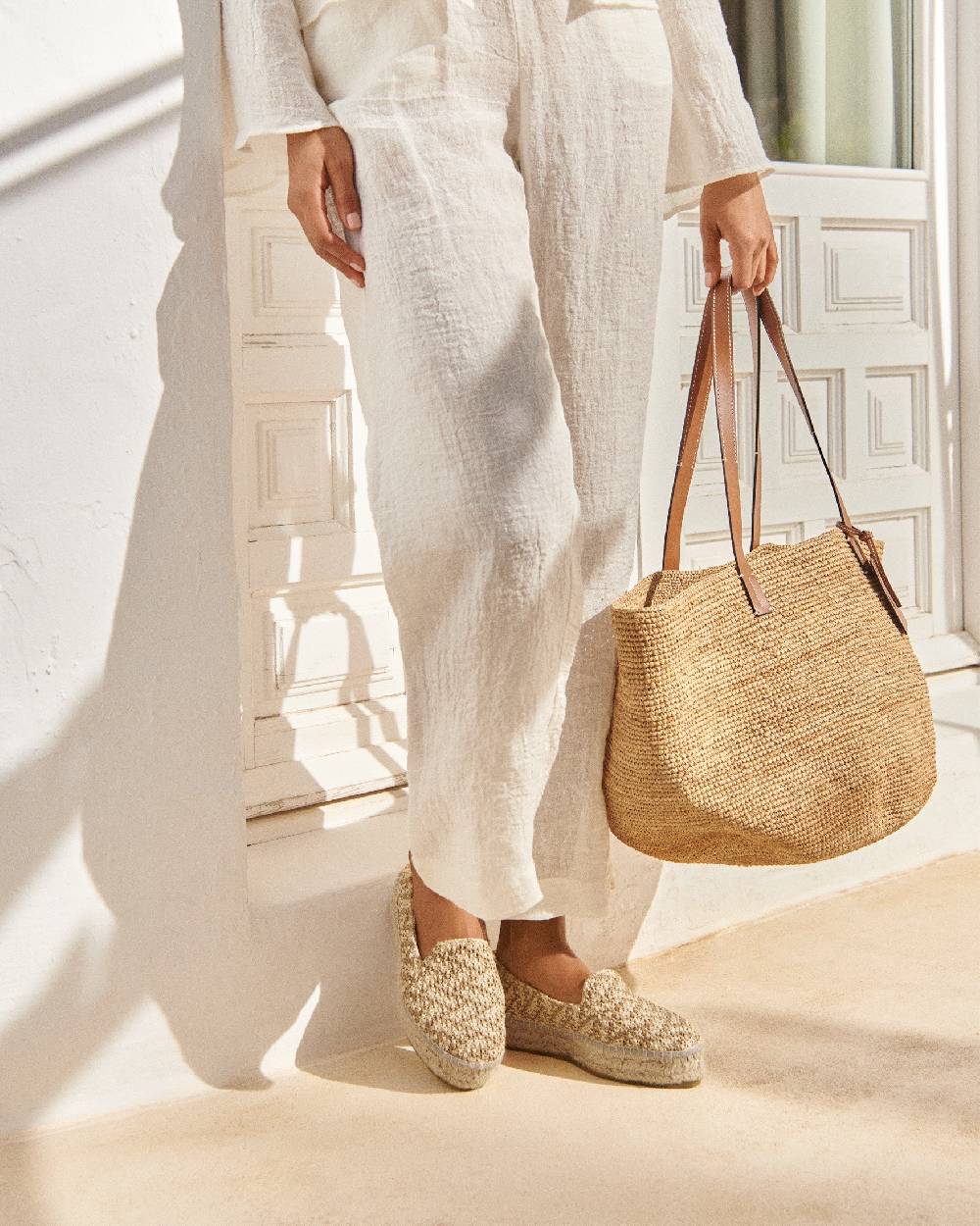 Manebí Raffia Zig-Zag Double Sole|Espadrilles - Cream \u0026 Natural Hotsell