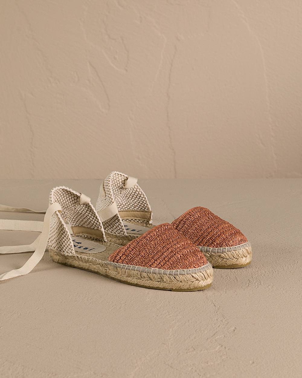 Manebí Raffia Stripes Flat Valenciana Espadrilles - Yucatán Orange Rust Vendita Calda