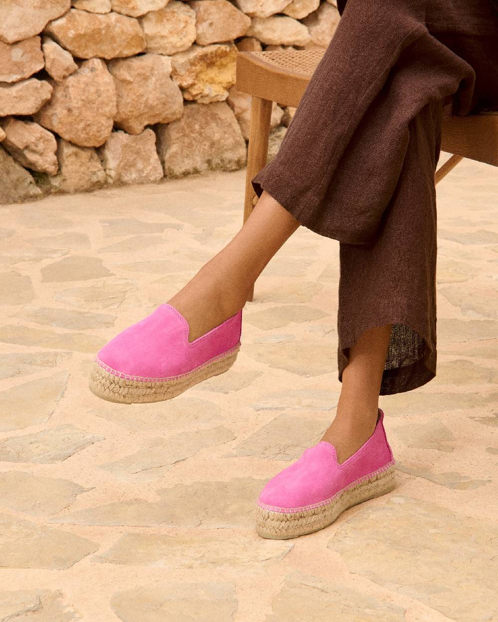 Manebí Espadrillas con doppia suola in pelle scamosciata - Hamptons - Bold Pink Moda