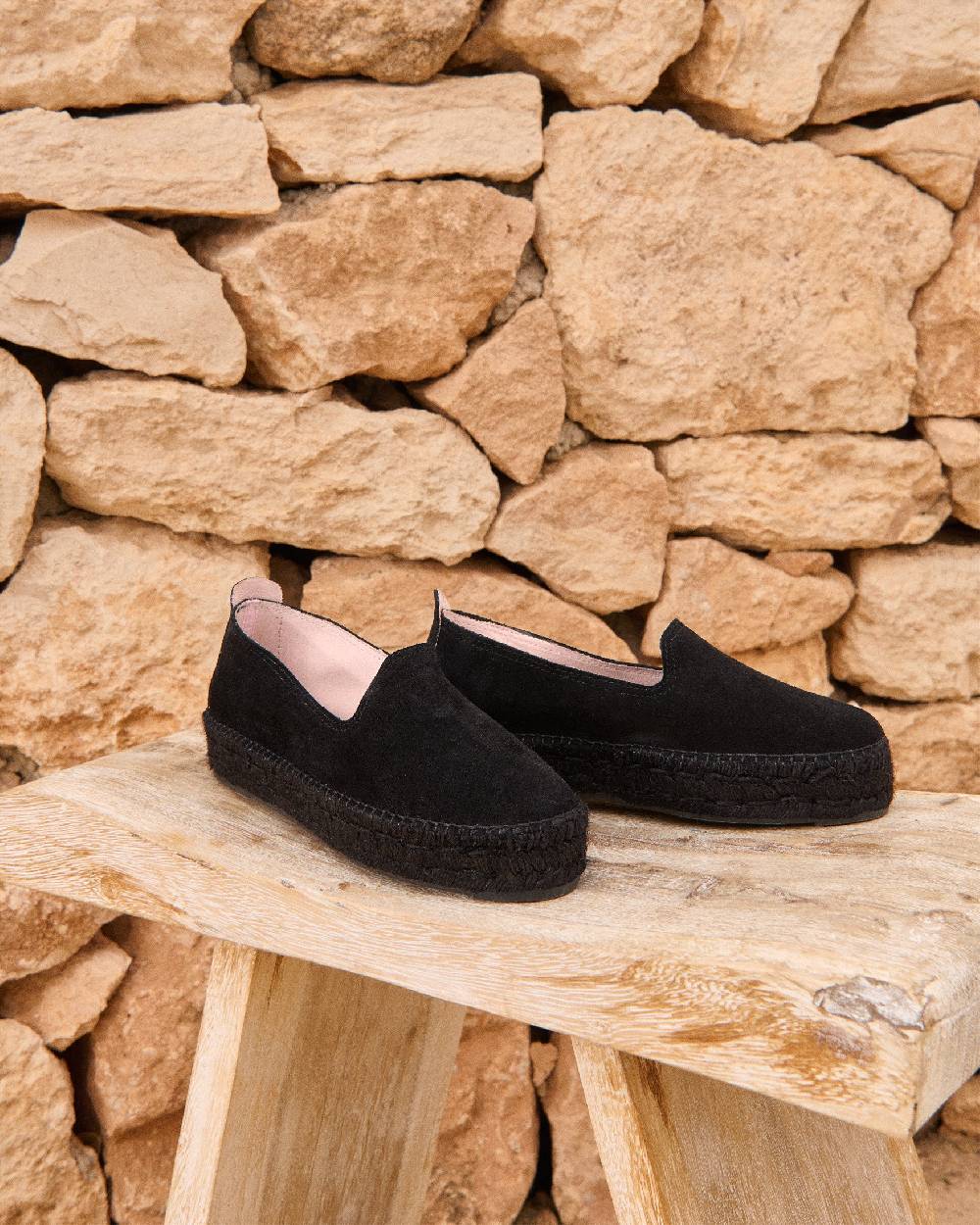 Manebí Suede Double Sole Espadrilles - Hamptons Black On Tone Negozio online di fabbrica