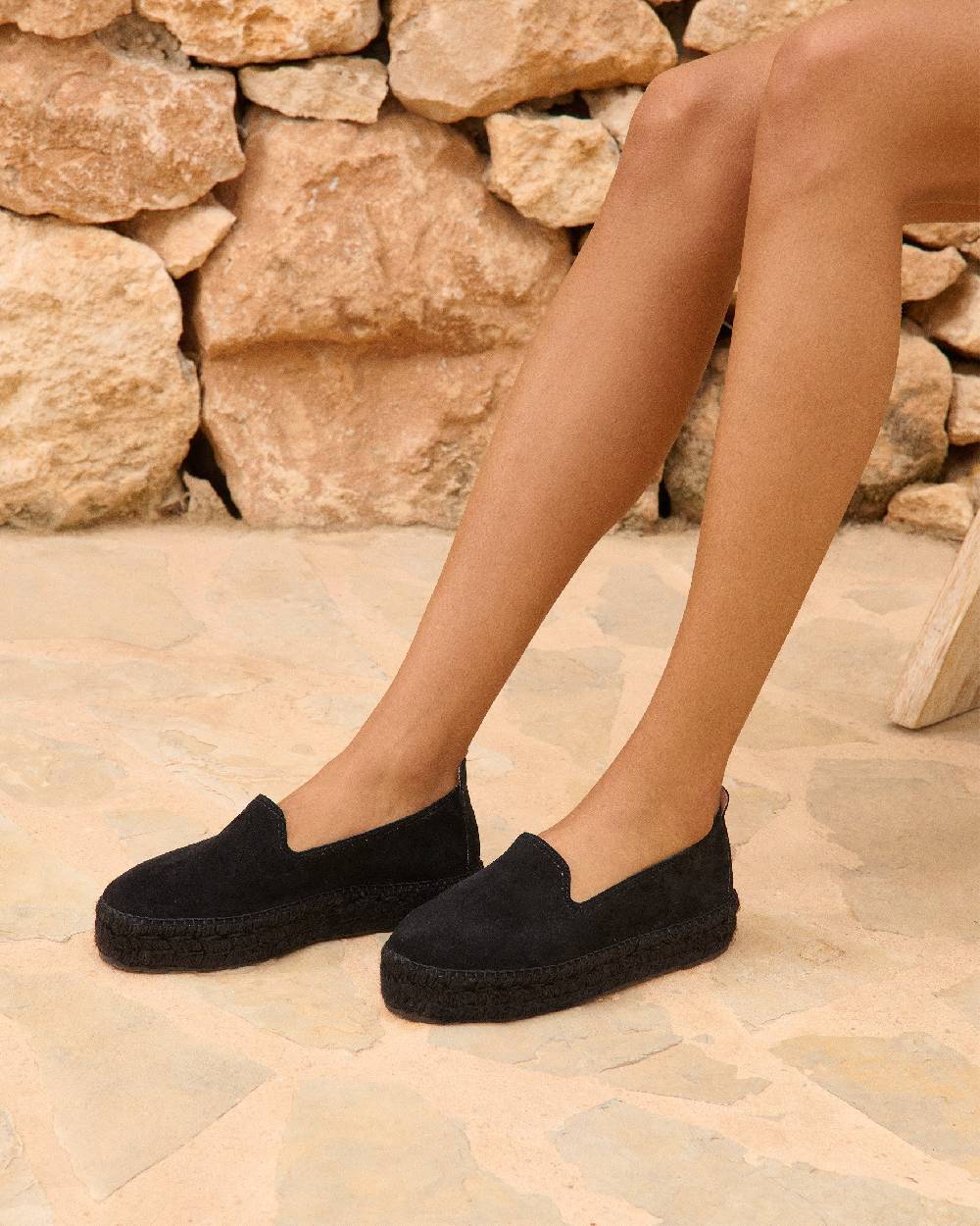 Manebí Suede Double Sole Espadrilles - Hamptons Black On Tone Negozio online di fabbrica