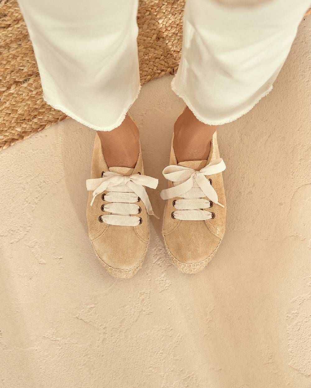 Manebí Espadrillas stringate - Hamptons - Beige champagne Grande vendita