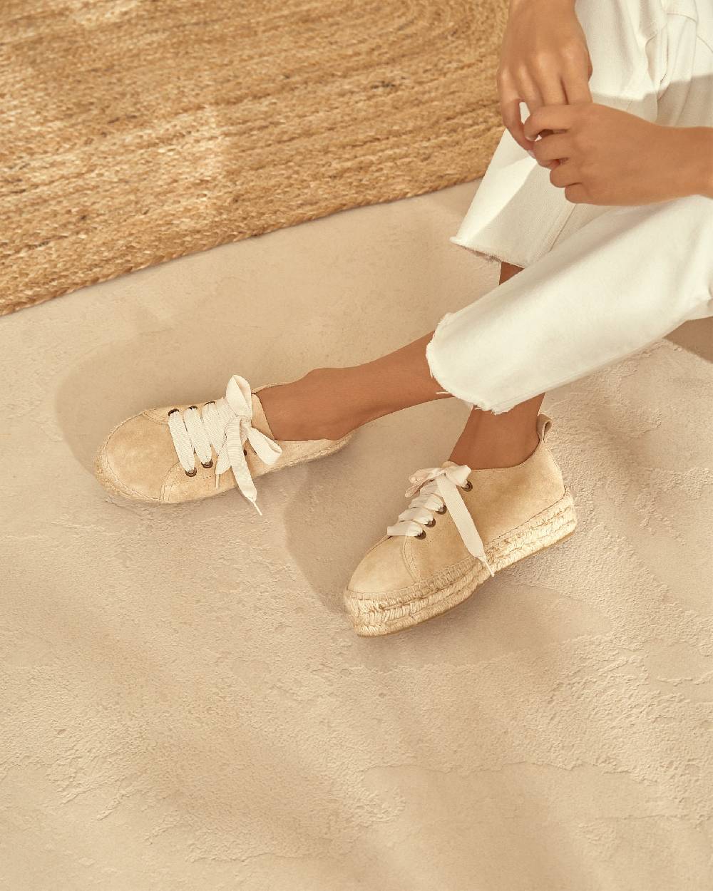 Manebí Espadrillas stringate - Hamptons - Beige champagne Grande vendita