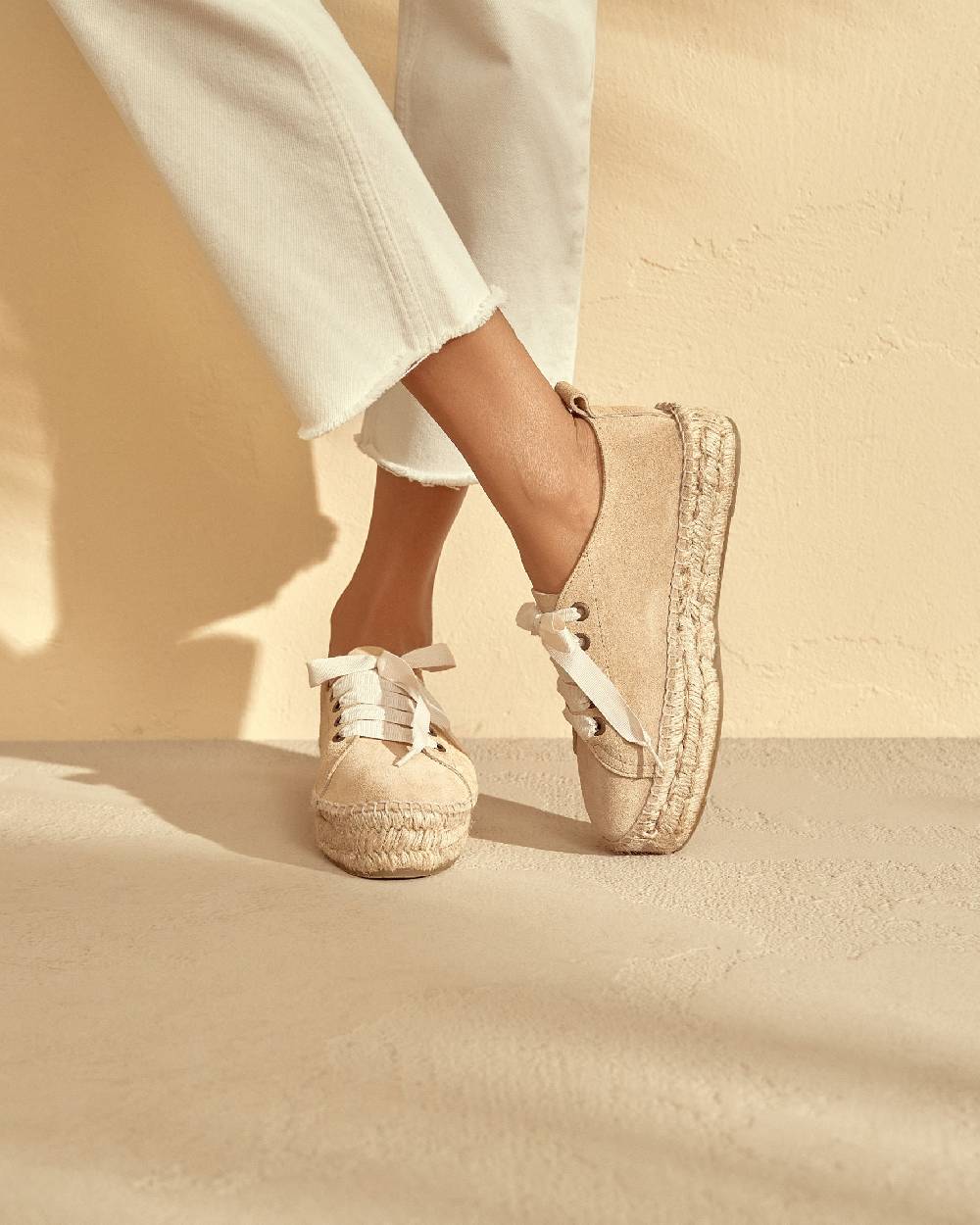 Manebí Espadrillas stringate - Hamptons - Beige champagne Grande vendita
