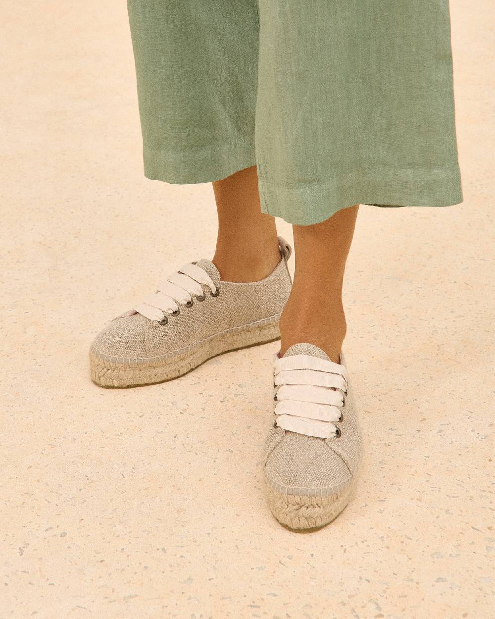 Manebí Organic Hemp Lace-Up Espadrilles - La Havana Natural Flash Sale