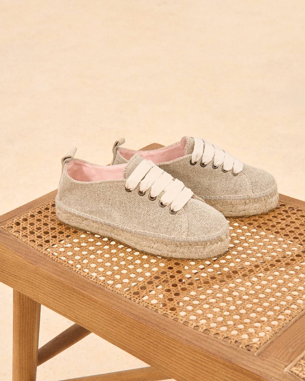 Manebí Organic Hemp Lace-Up Espadrilles - La Havana Natural Flash Sale
