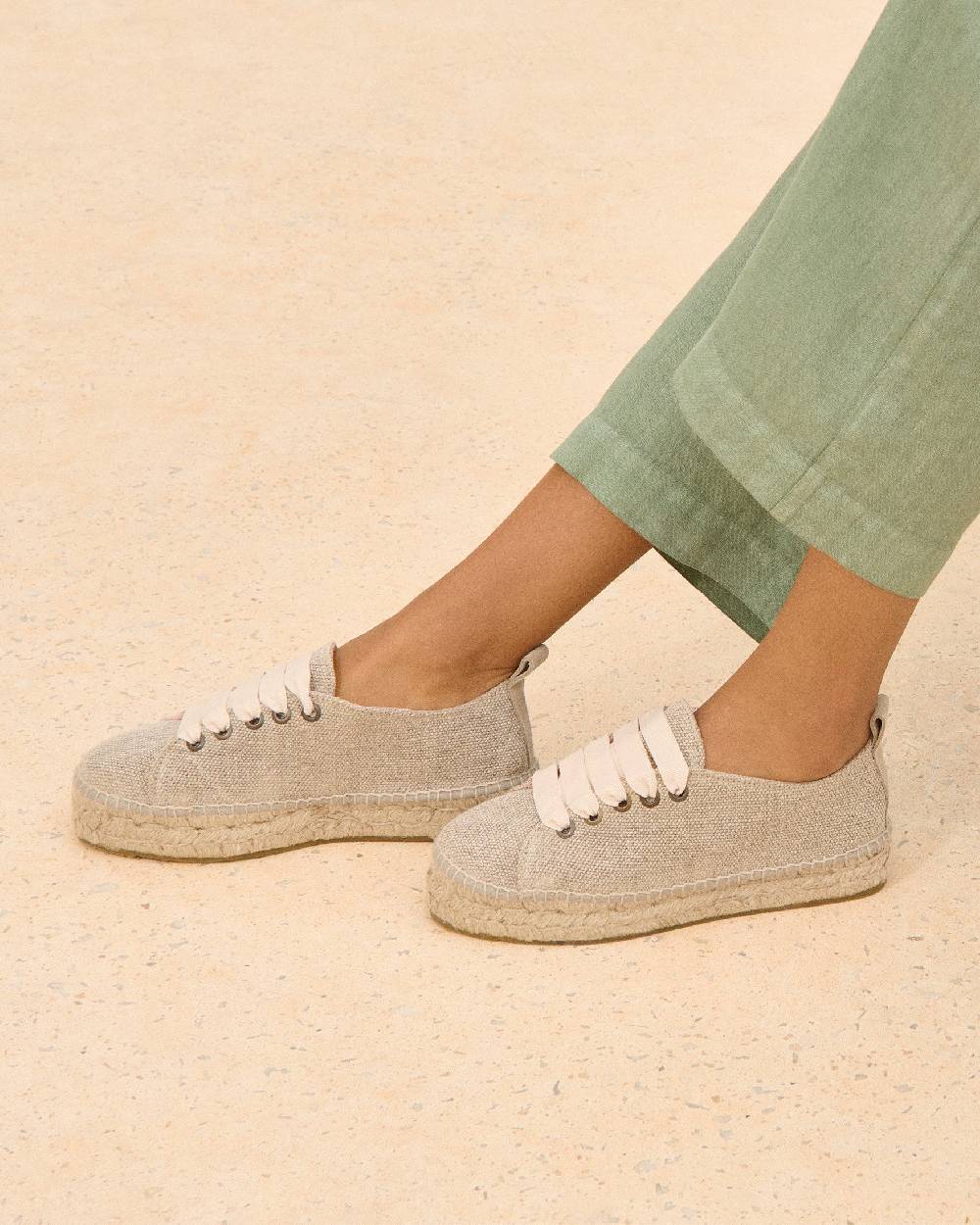 Manebí Organic Hemp Lace-Up Espadrilles - La Havana Natural Flash Sale