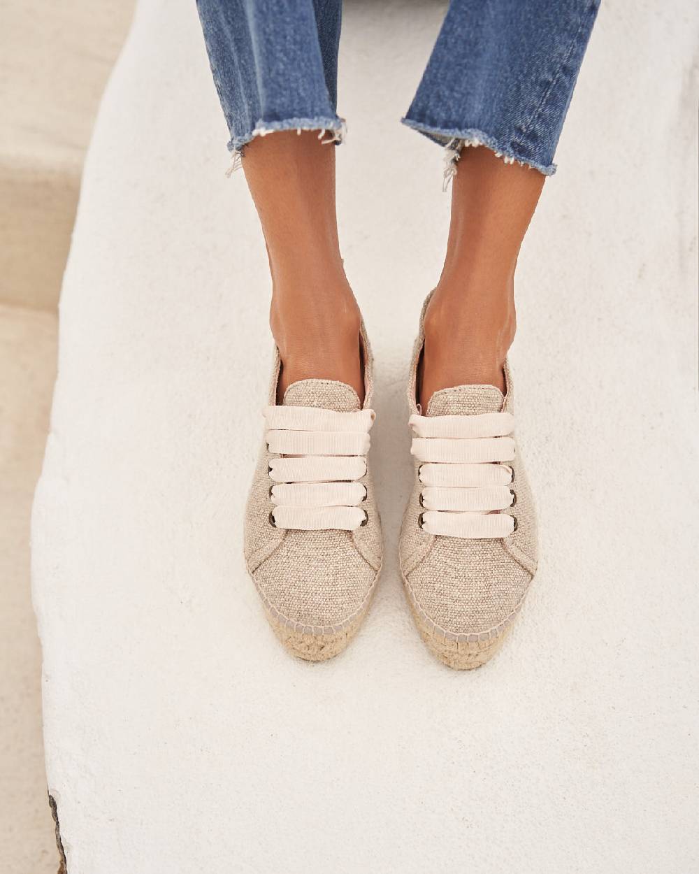 Manebí Organic Hemp Lace-Up Espadrilles - La Havana Natural Flash Sale