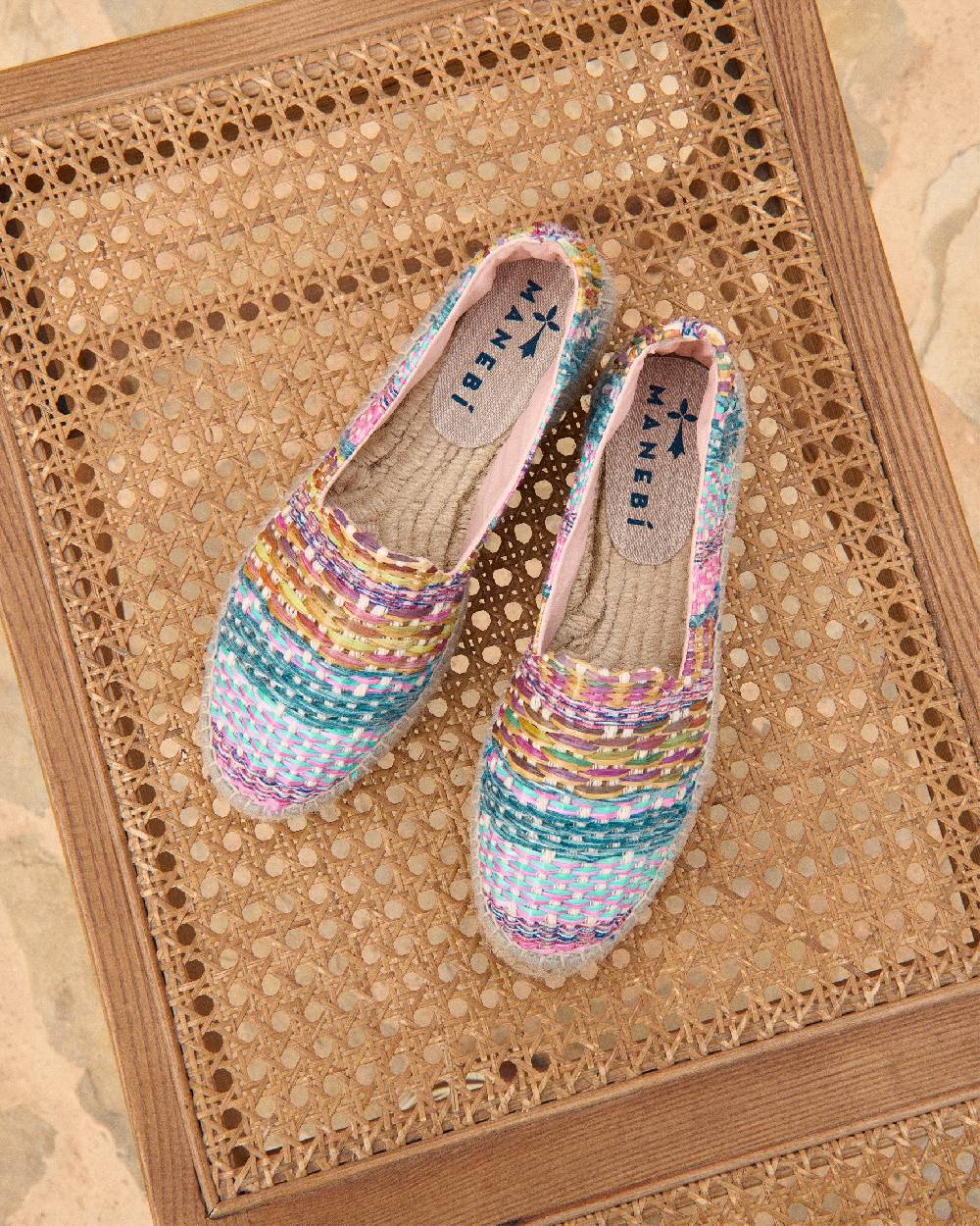 Manebí Raffia Jute Mix Double Sole Espadrilles - Acapulco Fucsia Blue Mix Offerta esclusiva