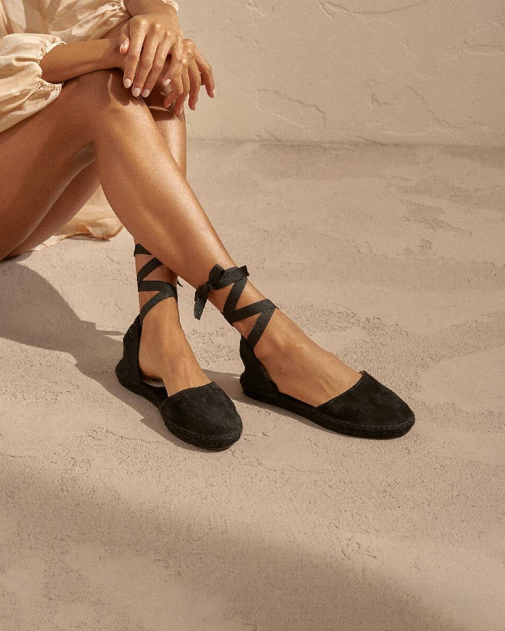 Manebí Suede Flat Valenciana Espadrilles - Hamptons Black On Tone Cyber Monday