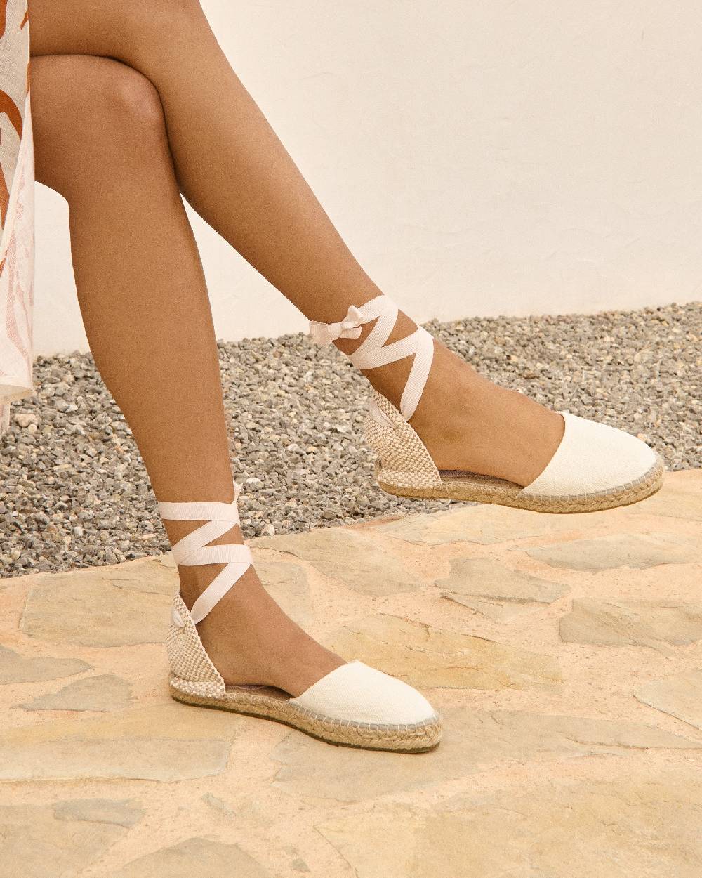 Manebí Organic Hemp Flat Valenciana Espadrilles - La Havana White Offerta Pasqua