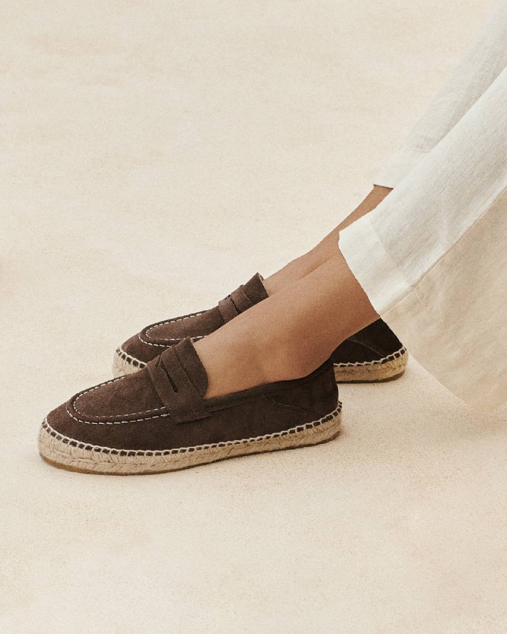 Manebí Suede Loafers Espadrilles - Hamptons Cocoa Smaltimento dello stoccaggio