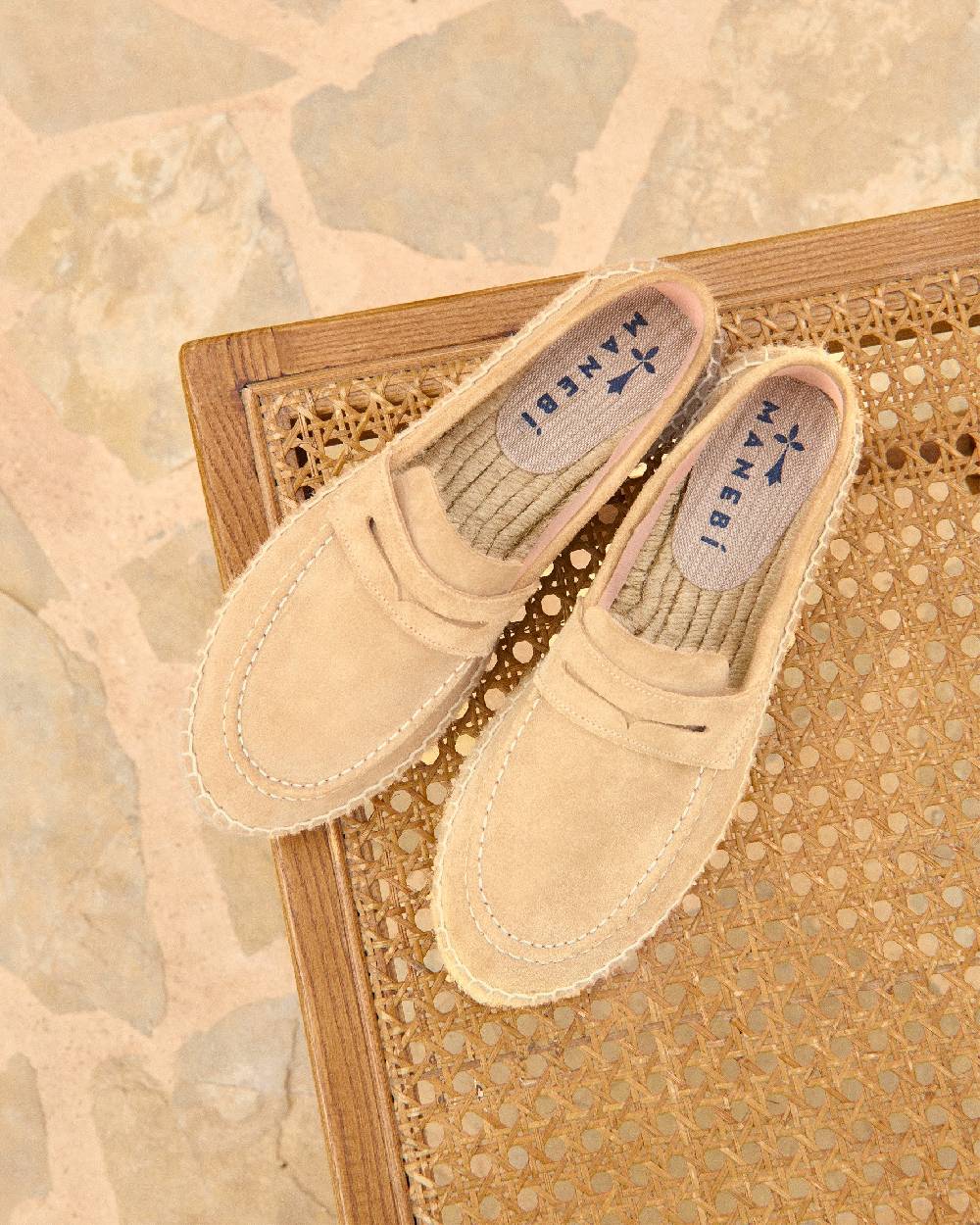 Manebí Suede Loafers Espadrilles - Hamptons Champagne Beige Offerta migliore